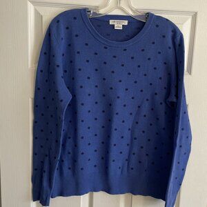 Liz Claiborne Petite PXL Medium Blue Pullover 100% Cotton Long Sleeve Sweater